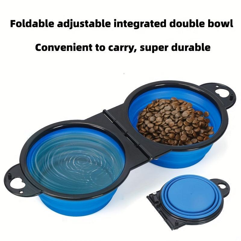 Collapsible Double Dog Bowl Portable Silicone Pet Food & Water Bowl
