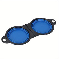 Collapsible Double Dog Bowl Portable Silicone Pet Food & Water Bowl