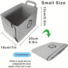 Foldable Dog Toy Storage Bin with Handle Soft Felt Rectangular Basket
