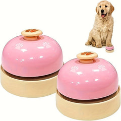 2pcs Pet Training Bells Dog Potty Bell Set Heavy Duty Metal Tool Pink