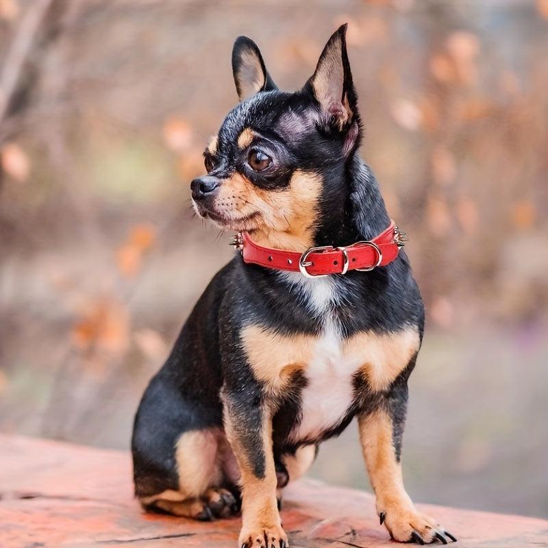Spiked Studded Leather Dog Cat Collar Adjustable