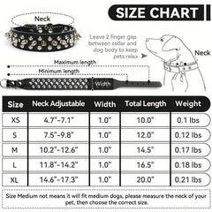 Spiked Studded Leather Dog Cat Collar Adjustable