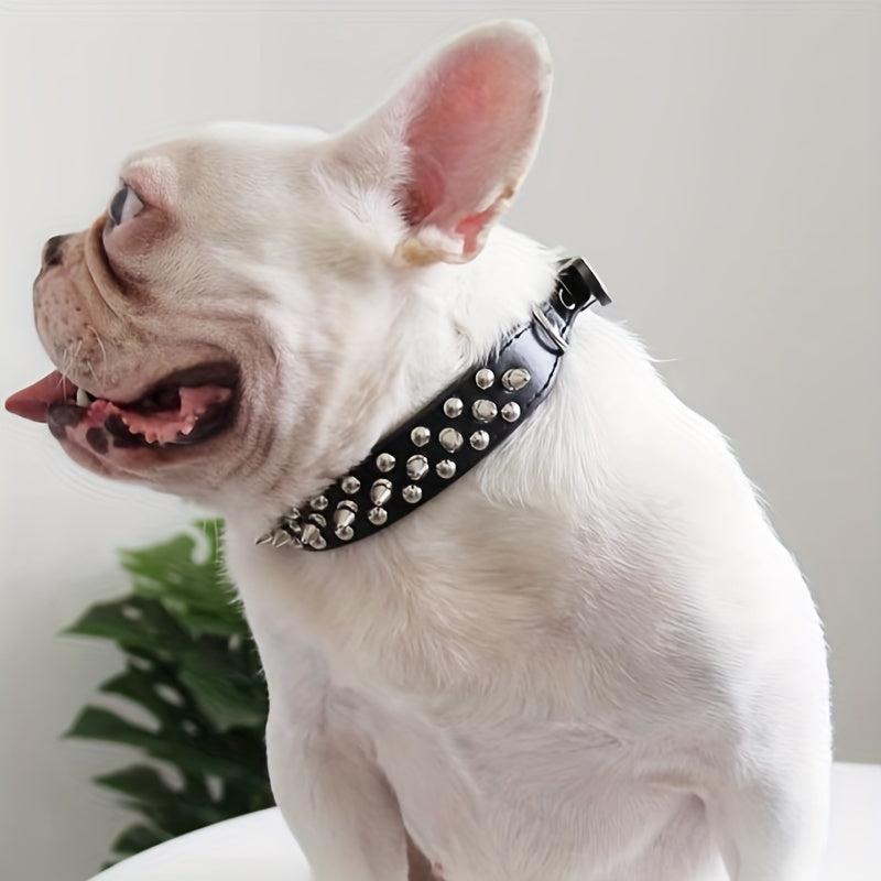 Spiked Studded Leather Dog Cat Collar Adjustable