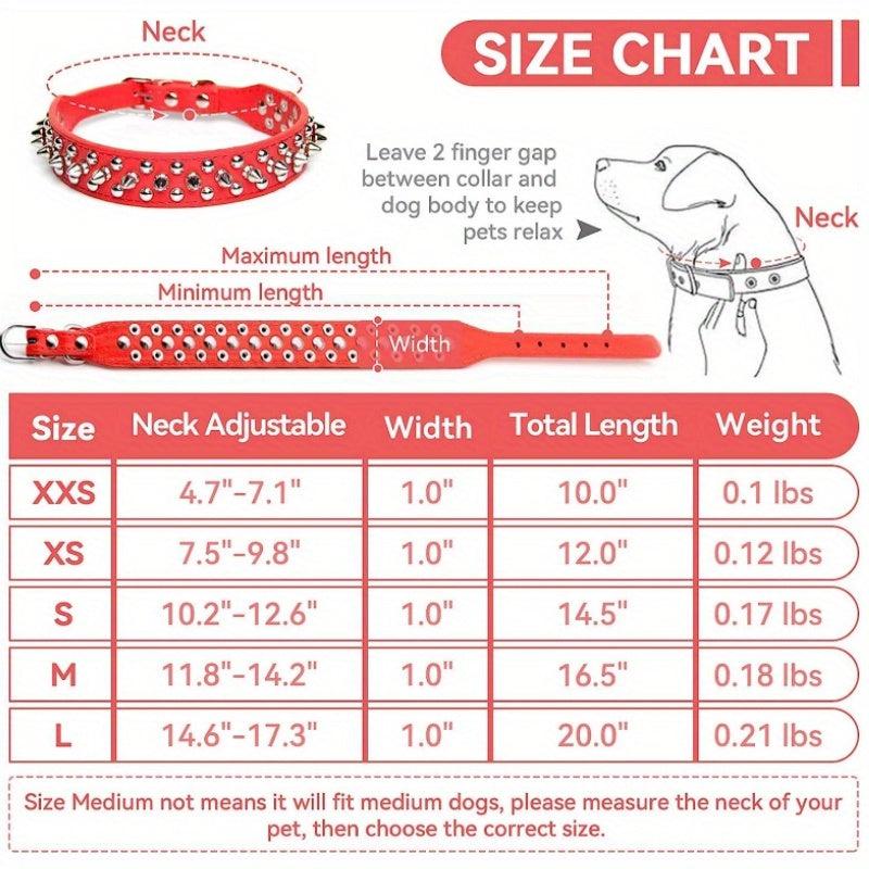 Spiked Studded Leather Dog Cat Collar Adjustable