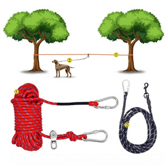 Reflective Dog Tie Out Cable 15-24m Portable Runner Leash