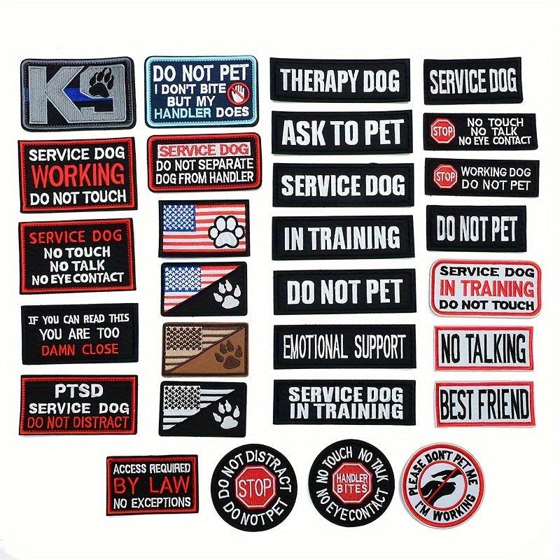 30pcs Service Dog Training Vest Embroidered Patches Dog Patch Accessories