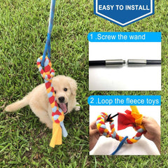 Interactive Dog Toy - Durable Teaser Wand with Fleece Rope Tether