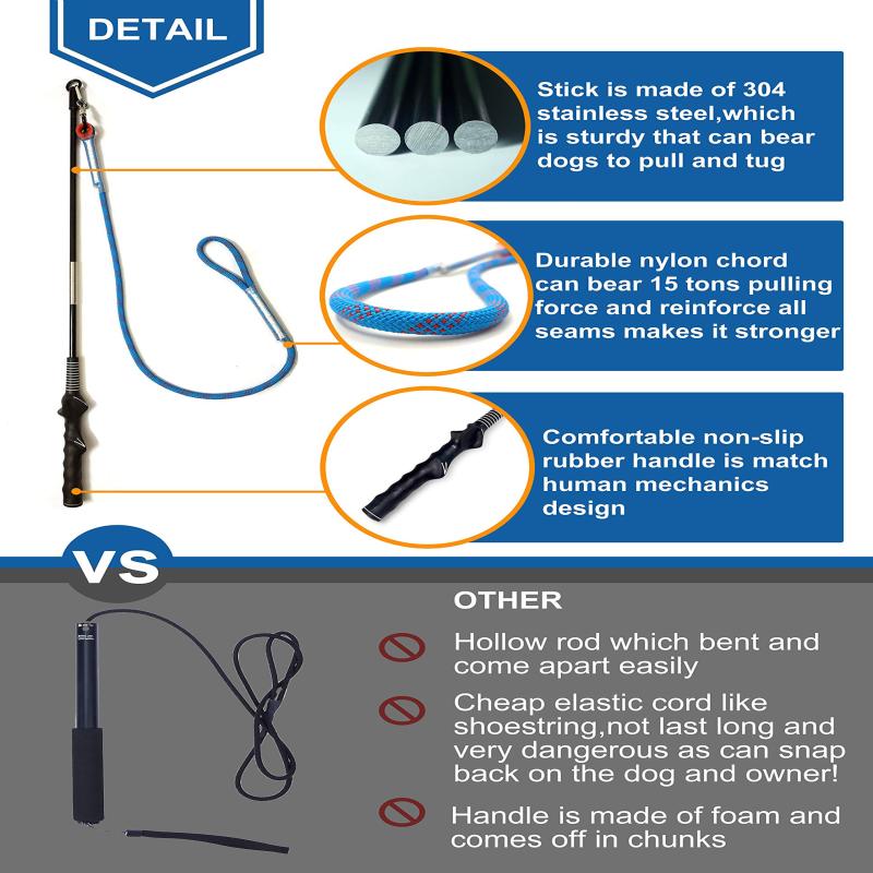 Interactive Dog Toy - Durable Teaser Wand with Fleece Rope Tether