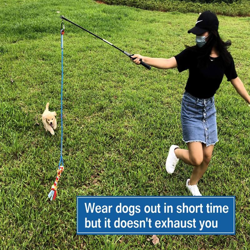 Interactive Dog Toy - Durable Teaser Wand with Fleece Rope Tether