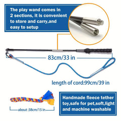 Interactive Dog Toy - Durable Teaser Wand with Fleece Rope Tether