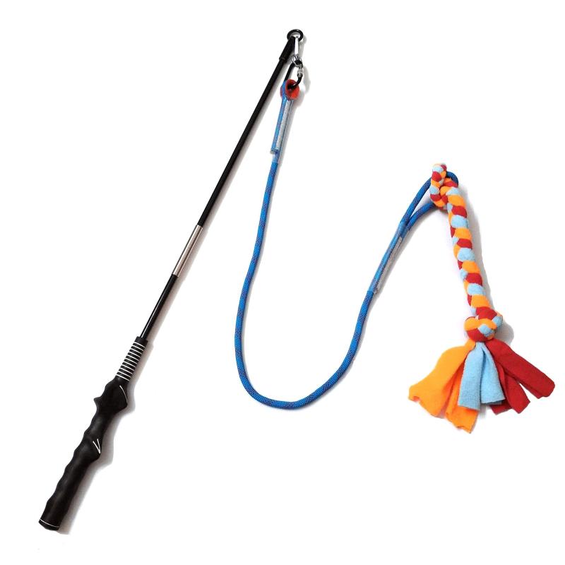 Interactive Dog Toy - Durable Teaser Wand with Fleece Rope Tether