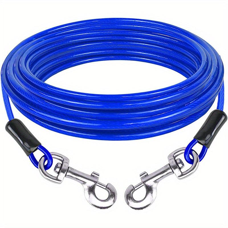 Dog Tie Out Cable 16ft Steel Wire Dog Leash Cable Heavy Duty Clips Large Dogs