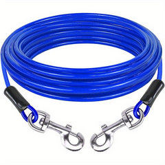 Dog Tie Out Cable 16ft Steel Wire Dog Leash Cable Heavy Duty Clips Large Dogs