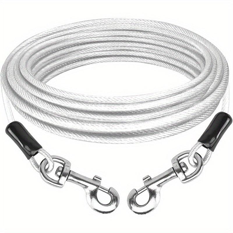 Dog Tie Out Cable 16ft Steel Wire Dog Leash Cable Heavy Duty Clips Large Dogs