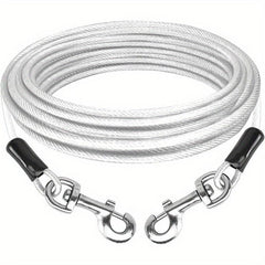 Dog Tie Out Cable 16ft Steel Wire Dog Leash Cable Heavy Duty Clips Large Dogs