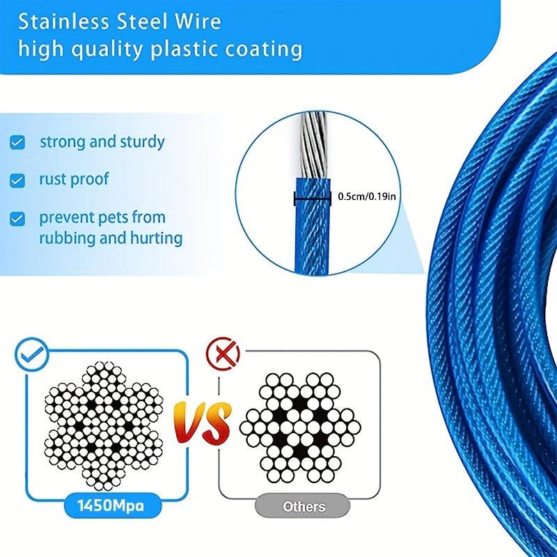 Dog Tie Out Cable 16ft Steel Wire Dog Leash Cable Heavy Duty Clips Large Dogs