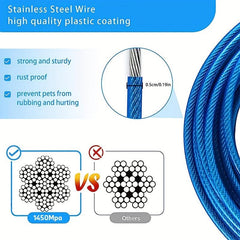 Dog Tie Out Cable 16ft Steel Wire Dog Leash Cable Heavy Duty Clips Large Dogs