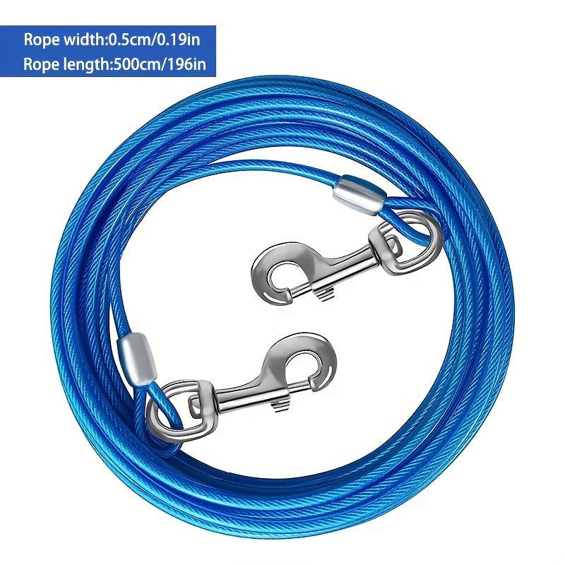 Dog Tie Out Cable 16ft Steel Wire Dog Leash Cable Heavy Duty Clips Large Dogs