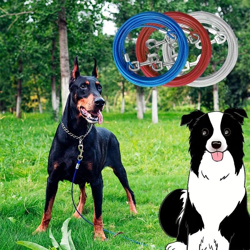 Dog Tie Out Cable 16ft Steel Wire Dog Leash Cable Heavy Duty Clips Large Dogs