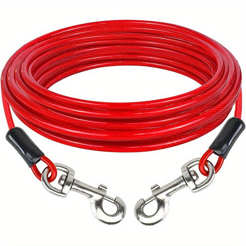 Dog Tie Out Cable 16ft Steel Wire Dog Leash Cable Heavy Duty Clips Large Dogs
