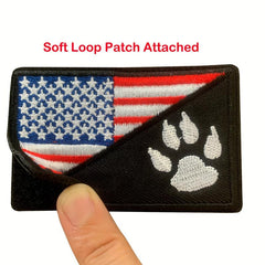 3D Embroidered Paw Pet Patch with Hook and Loop, US Flag with Paw Design
