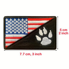 3D Embroidered Paw Pet Patch with Hook and Loop, US Flag with Paw Design