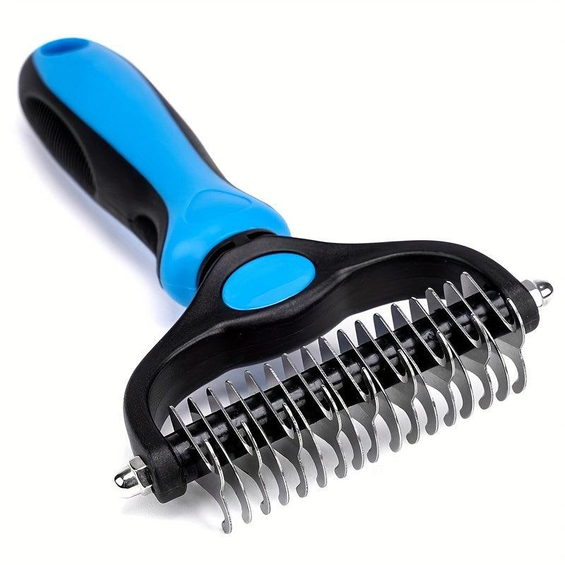Double Sided Slicker Pet Hair Rake - Shedding Dematting Stainless Steel Comb