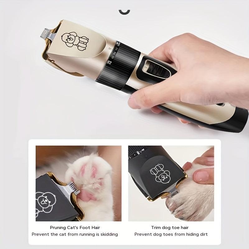 Cordless Pet Trimmer Set Adjustable Blades Dog Grooming Supplies