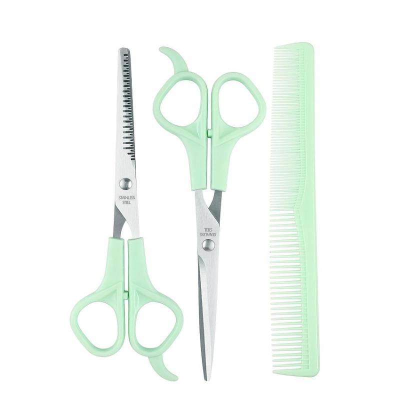 3pc Hair Cutting Scissors Set with Bangs Teeth Shears Comb Pet Grooming Tools
