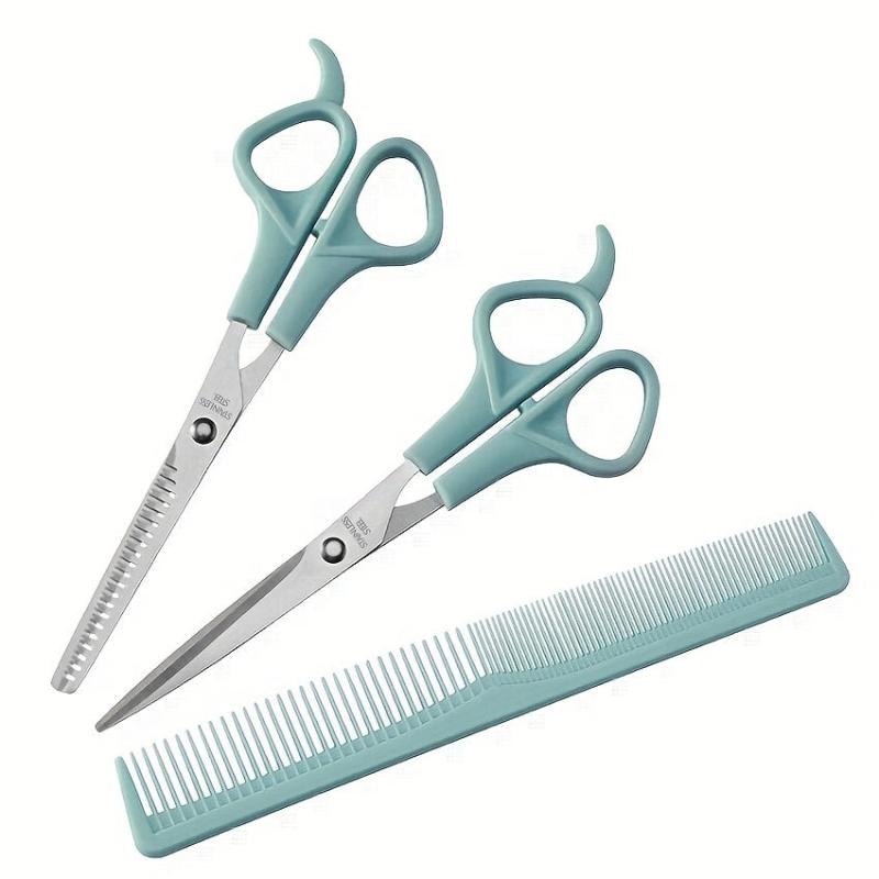3pc Hair Cutting Scissors Set with Bangs Teeth Shears Comb Pet Grooming Tools
