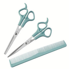 3pc Hair Cutting Scissors Set with Bangs Teeth Shears Comb Pet Grooming Tools