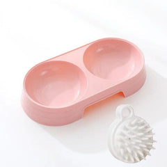 Pet Double Bowl For Dogs And Cats Plastic Non Slip Dog Food And Water Bowl Set