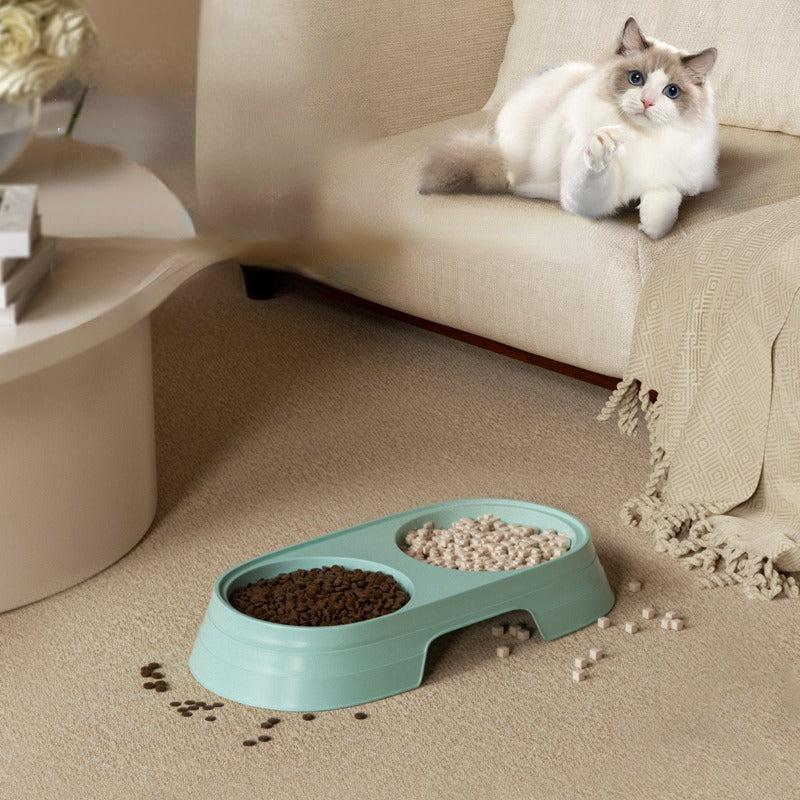 Pet Double Bowl For Dogs And Cats Plastic Non Slip Dog Food And Water Bowl Set