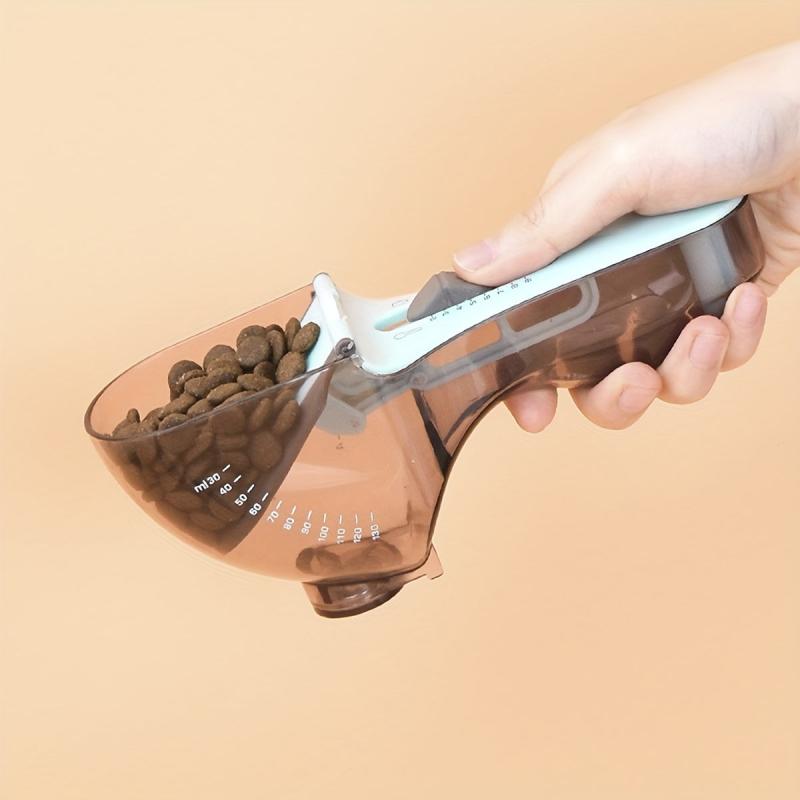 Adjustable Pet Food Scoop with Scale Measuring Cup for Cats & Dogs