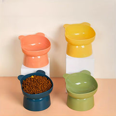 1pc Plastic Cat Elevated Food Bowl Durable Inclined Water Bowl for Indoor Cats