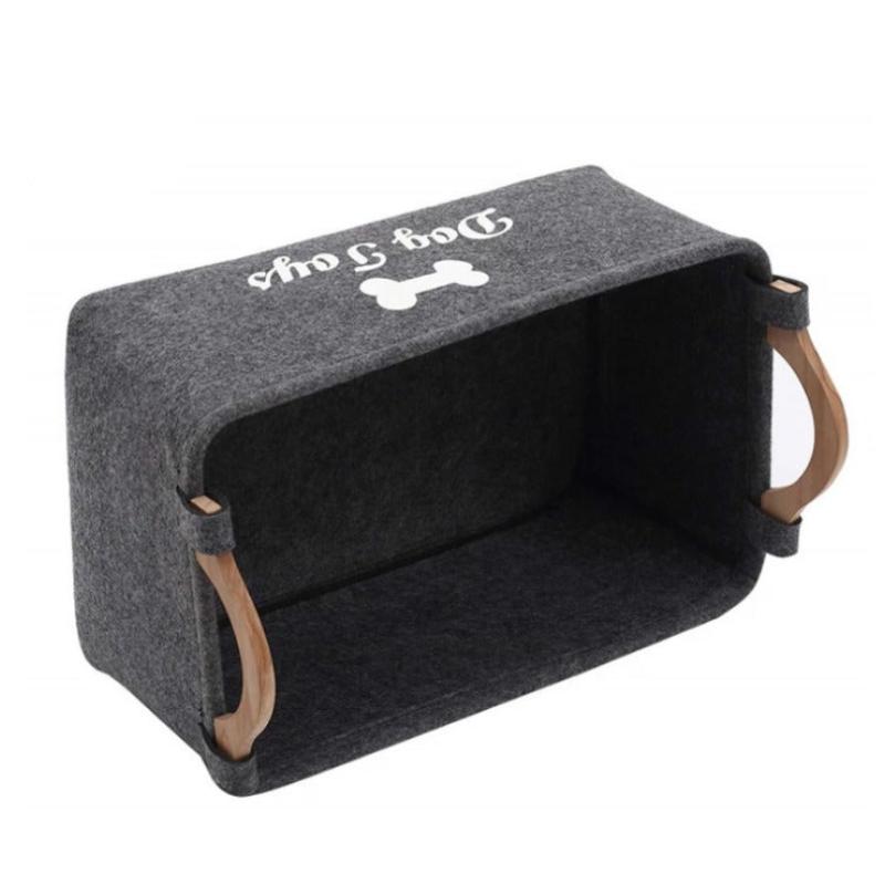 Felt Pet Toy Basket with Wooden Handle