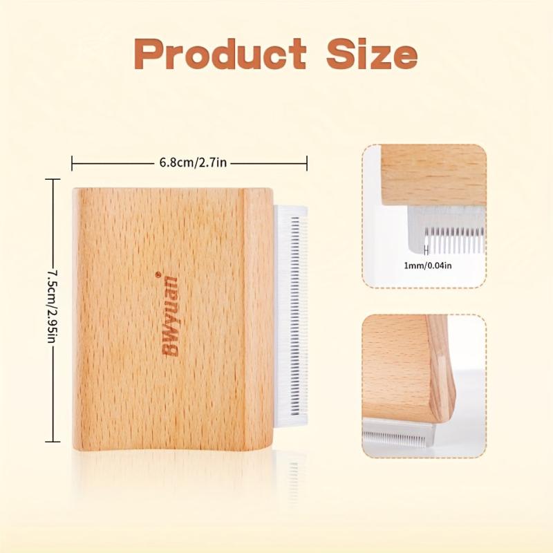 Wooden Deshedding Groom Brush for Cats, Dogs, Horses