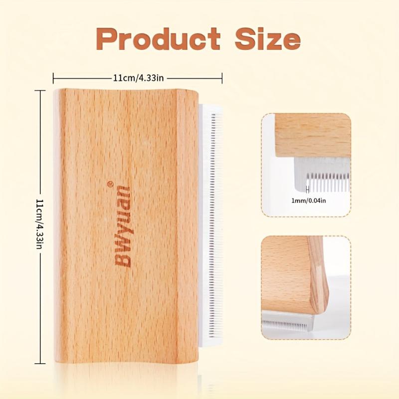 Wooden Deshedding Groom Brush for Cats, Dogs, Horses