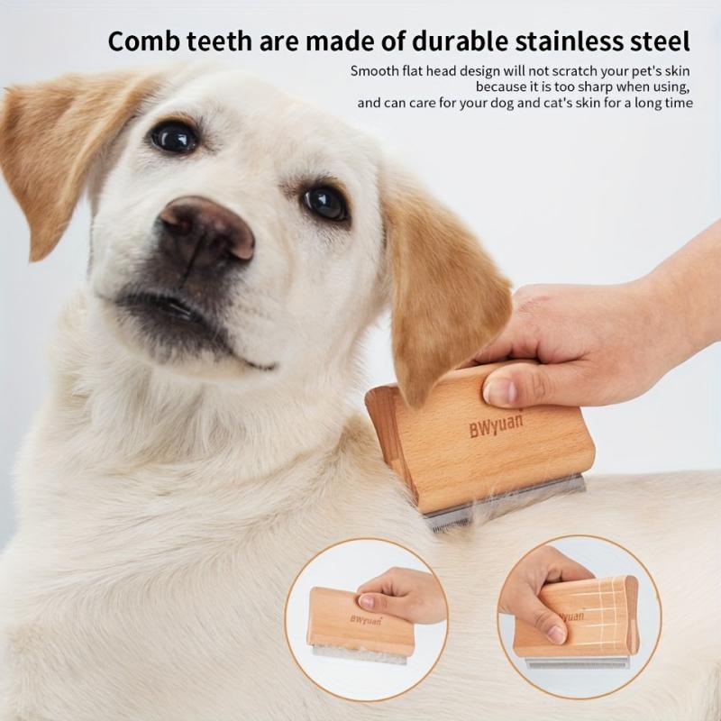 Wooden Deshedding Groom Brush for Cats, Dogs, Horses