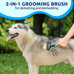 Double Sided Dog Grooming Tool - Stainless Steel Comb for Shedding and Dematting