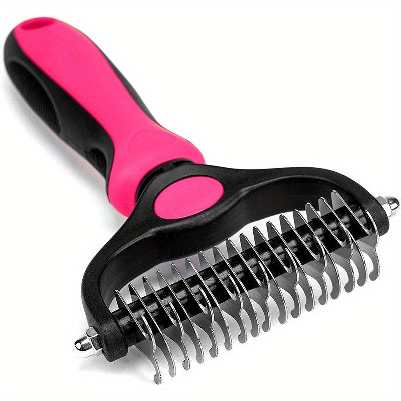 Double Sided Dog Grooming Tool - Stainless Steel Comb for Shedding and Dematting