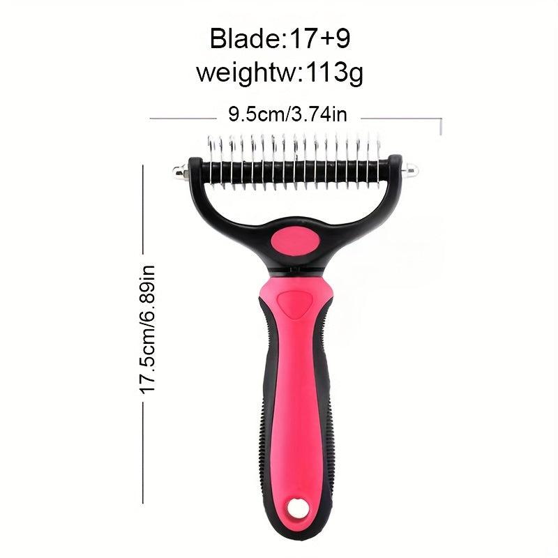 Double Sided Dog Grooming Tool - Stainless Steel Comb for Shedding and Dematting