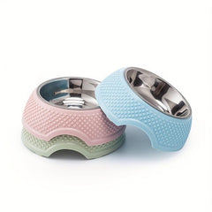 Dog Feeder Bowl Stainless Steel With Heart Pattern Stand