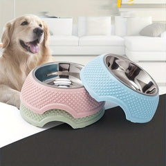 Dog Feeder Bowl Stainless Steel With Heart Pattern Stand