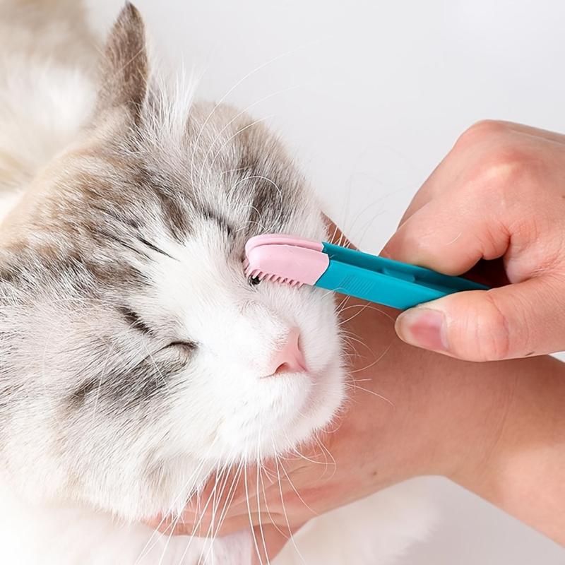 Pet Grooming Silicone Brush & Eye Tweezers for Dogs/Cats