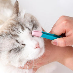 Pet Grooming Silicone Brush & Eye Tweezers for Dogs/Cats