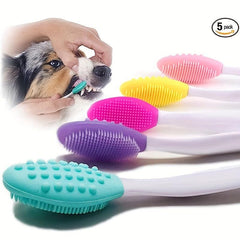 5pcs Double Sided Silicone Toothbrush Pet Brush