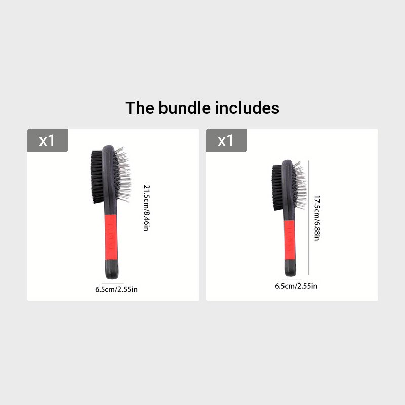 Double Sided Pet Bath Brush with Massage Handle for Dogs and Cats
