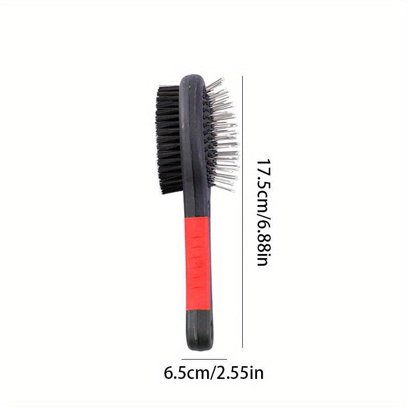 Double Sided Pet Bath Brush with Massage Handle for Dogs and Cats
