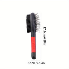 Double Sided Pet Bath Brush with Massage Handle for Dogs and Cats